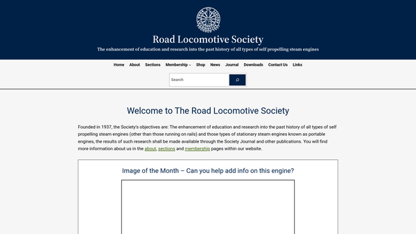 Screenshot of the Road Locomotive Society website