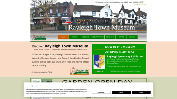Screenshot of the Rayleigh Town Museum website