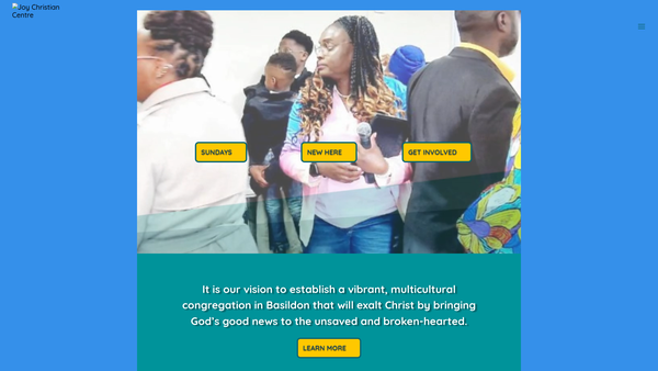Screenshot of the Joy Christian Centre website
