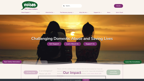 Screenshot of the Voices website