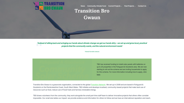 Screenshot of the Transition Bro Gwaun Ltd website