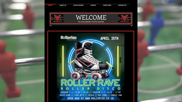 Screenshot of the Hazlemere Youth Centre website