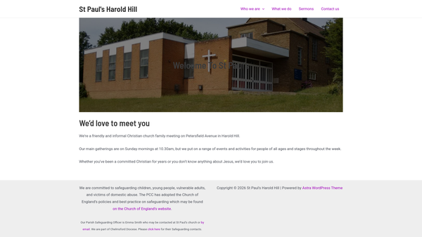 Screenshot of the The Parochial Church Council Of The Ecclesiastical Parish Of Harold Hill St Paul website