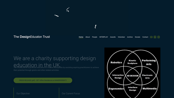 Screenshot of the Wes Lunn Design Education Trust website