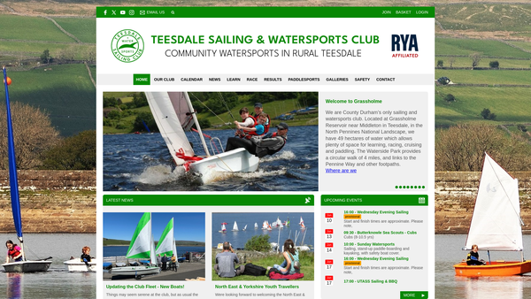 Screenshot of the Teesdale Sailing And Watersports Club website