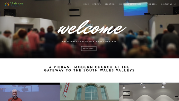Screenshot of the Valleys Family Church website