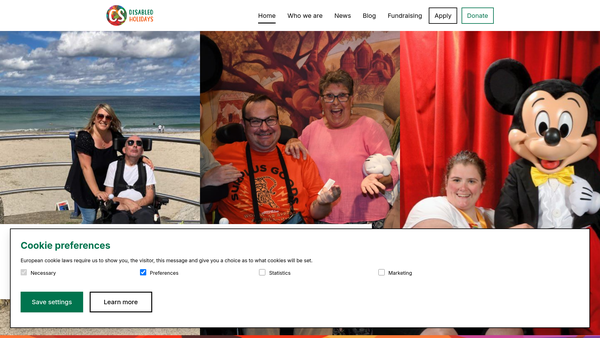 Screenshot of the Cs Disabled Holidays Ltd website