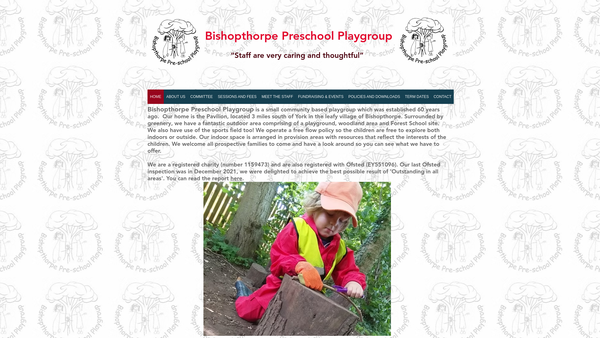 Screenshot of the Bishopthorpe Pre-School Playgroup website