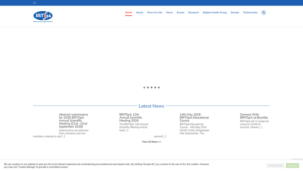 Screenshot of the British Society For Spondyloarthritis website