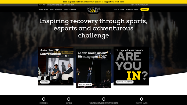 Screenshot of the Invictus Games Foundation website