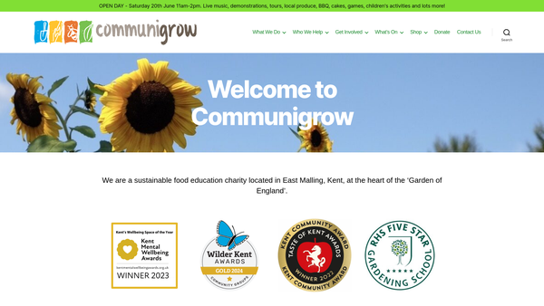 Screenshot of the Communigrow website