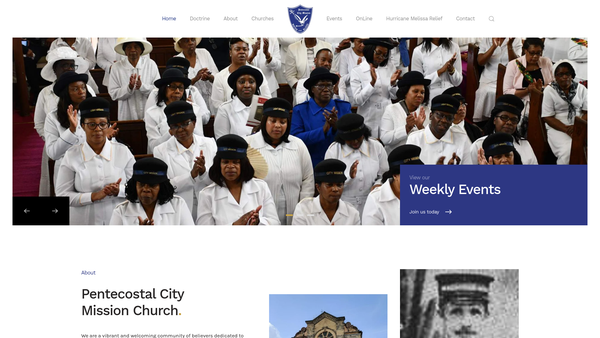 Screenshot of the Pentecostal City Mission Church website