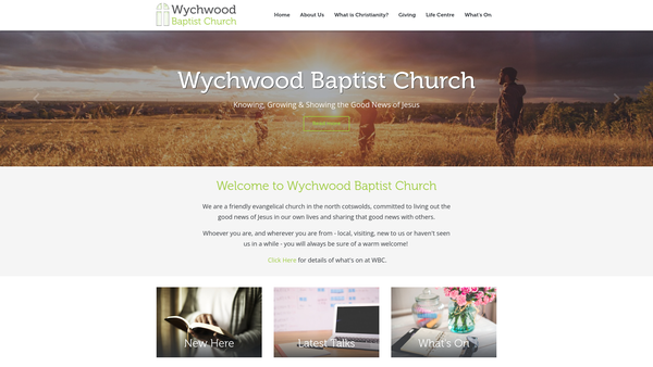 Screenshot of the Wychwood Baptist Church website