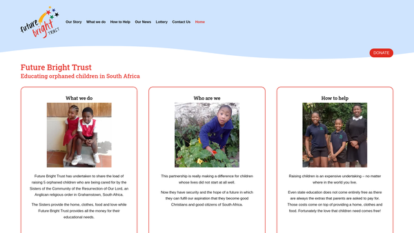 Screenshot of the Future Bright Trust website