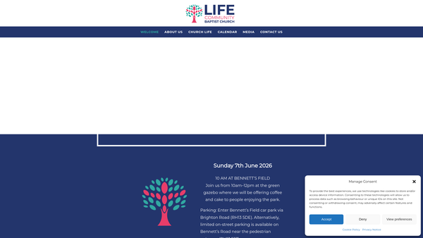 Screenshot of the Life Community Baptist Church website