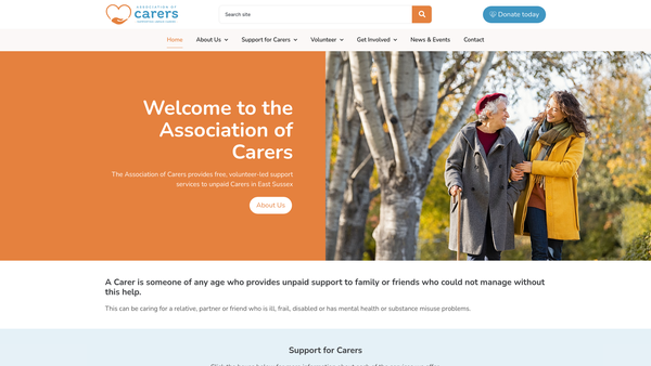 Screenshot of the Association Of Carers website