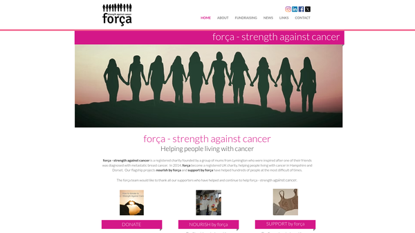 Screenshot of the Força - Strength Against Cancer website