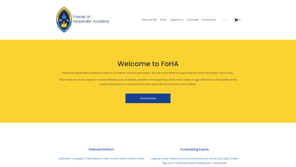 Screenshot of the Friends Of Harpenden Academy website