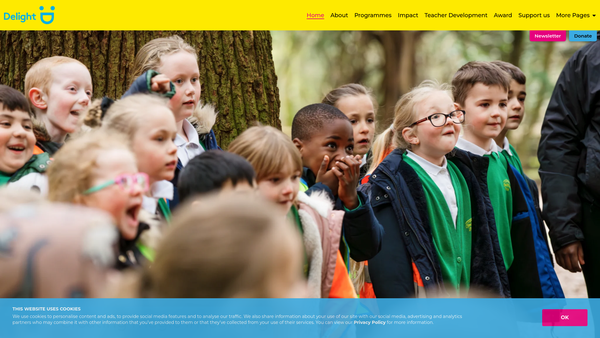 Screenshot of the Delight website