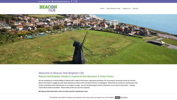 Screenshot of the Beacon Hub Brighton website