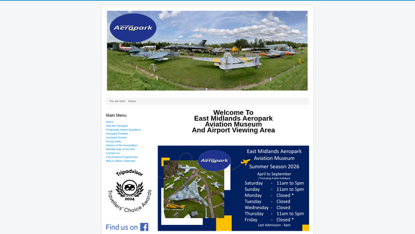 Screenshot of the Aeropark Heritage Aircraft Collection website