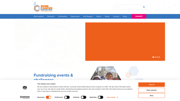 Screenshot of the Bone Cancer Research Trust website