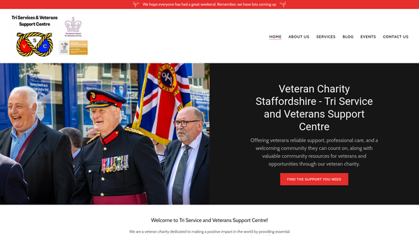 Screenshot of the Tri Services And Veterans Support Centre website