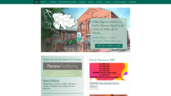 Screenshot of the Ashby Baptist Church website