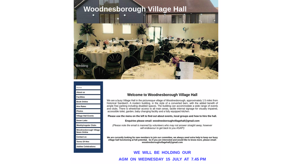 Screenshot of the Woodnesborough Community Hall website