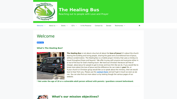 Screenshot of the The Healing Bus website