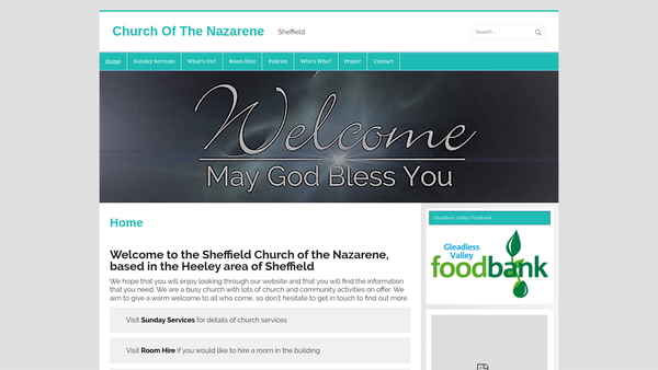 Screenshot of the Sheffield Church Of The Nazarene website