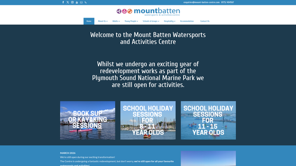 Screenshot of the Mount Batten Centre Charity Trust website