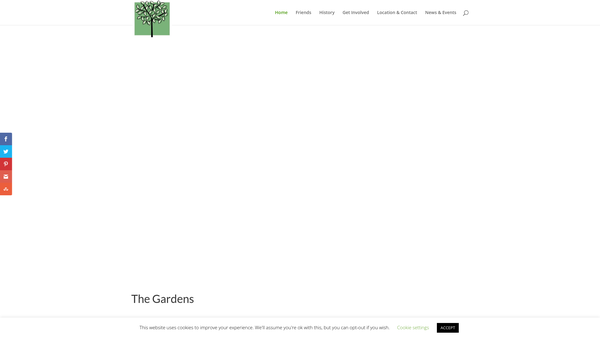 Screenshot of the Friends Of Homeyards Botanical Gardens In Shaldon website