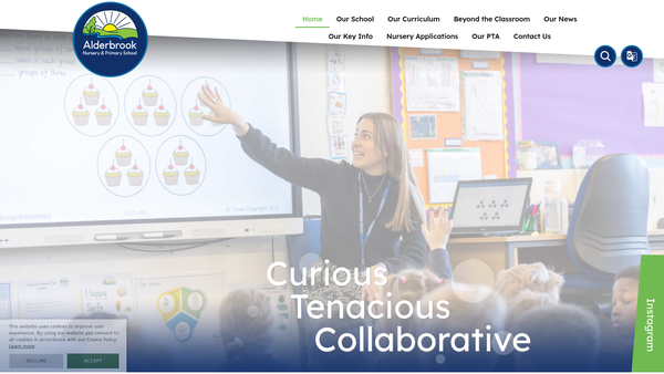 Screenshot of the Alderbrook Primary School Parent Teacher Association website