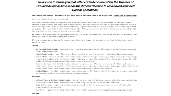 Screenshot of the School Ground Sounds website