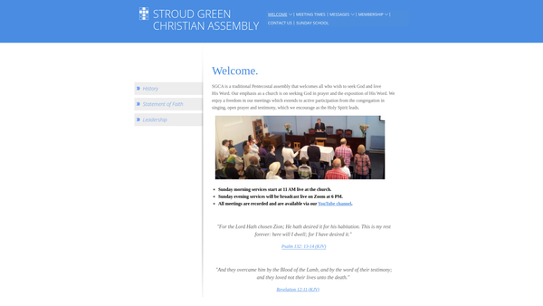Screenshot of the Stroud Green Christian Assembly website