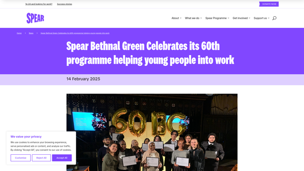 Screenshot of the Bethnal Green Spear Trust website
