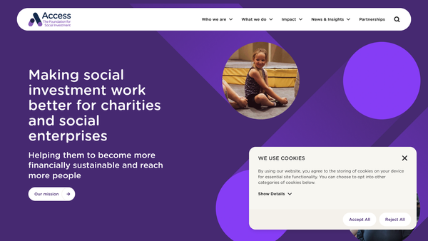 Screenshot of the Access - The Foundation For Social Investment website