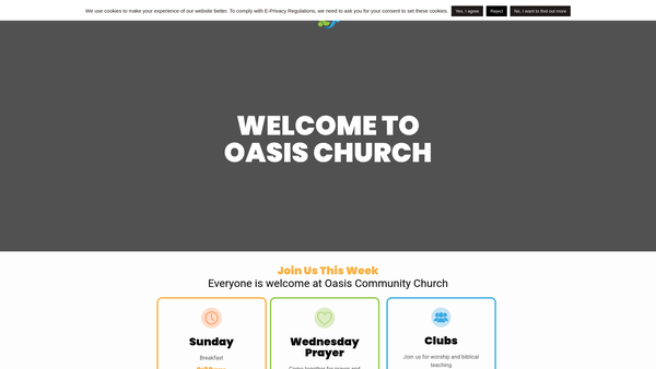 Screenshot of the Oasis Community Church Aberdare website