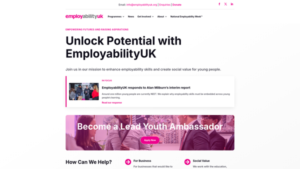 Screenshot of the Employabilityuk website