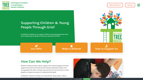 Screenshot of the Wiltshire Treehouse website