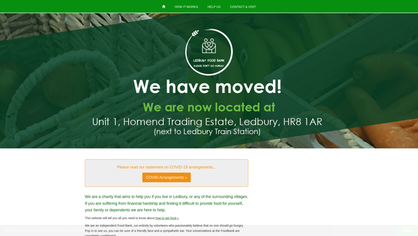 Screenshot of the Ledbury Food Bank website