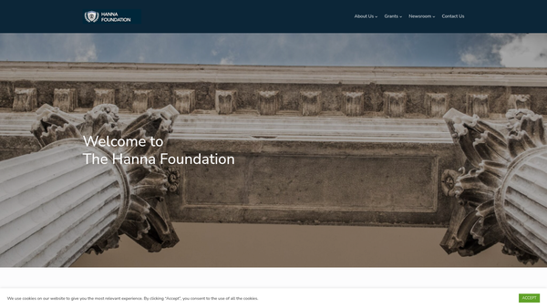 Screenshot of the The Hanna Foundation website