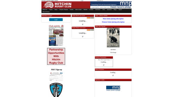 Screenshot of the Hitchin Rugby Limited website