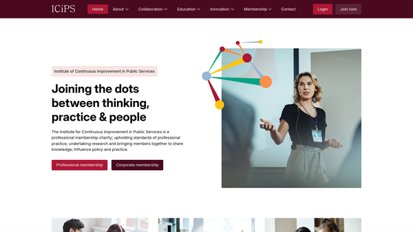 Screenshot of the Institute For Continuous Improvement In Public Services website
