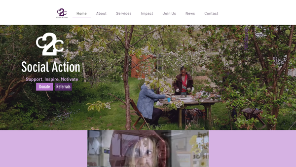 Screenshot of the C2c Social Action website