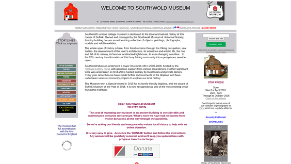 Screenshot of the Southwold Museum & Historical Society website