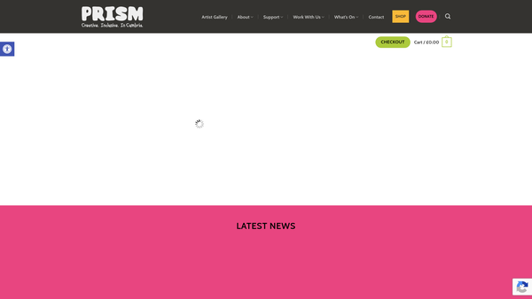 Screenshot of the Prism Arts website