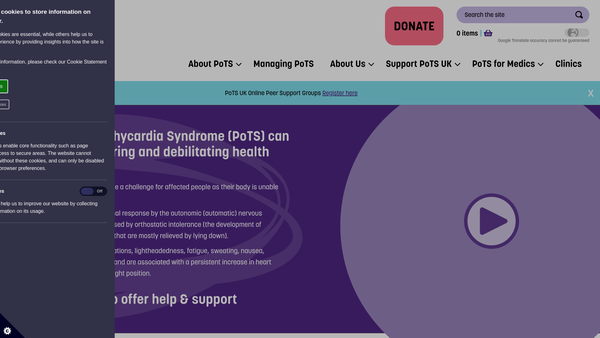 Screenshot of the Pots UK website