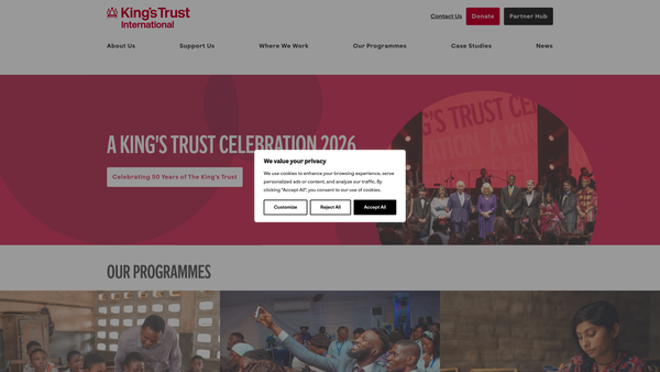 Screenshot of the The King's Trust International website